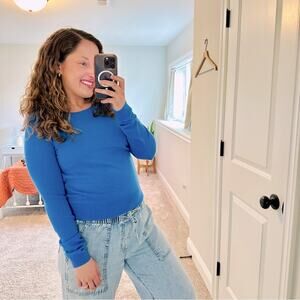 NWT Vanessa Bruno Blue Merino Wool Crewneck Sweater Small